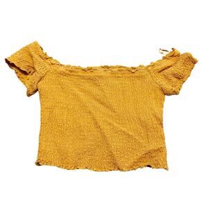 Abercrombi & Fitch Crop Top Size XS Extra Small Mustard Ribbed Short Sleeve